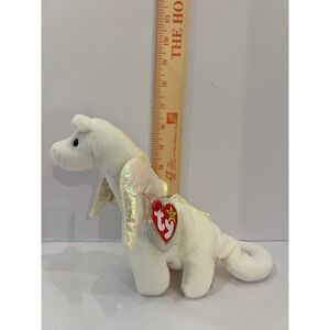 Ty Beanie Babies Magic the Dragon White Iridescent Wings 1995 Vintage Plush Toy